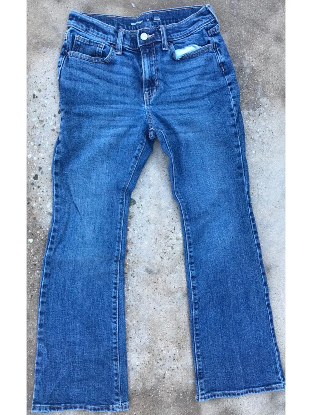 Juniors OLD NAVY Hi Rise Retro Flare Jeans 14 Blue Denim Lite Thigh Fade 26